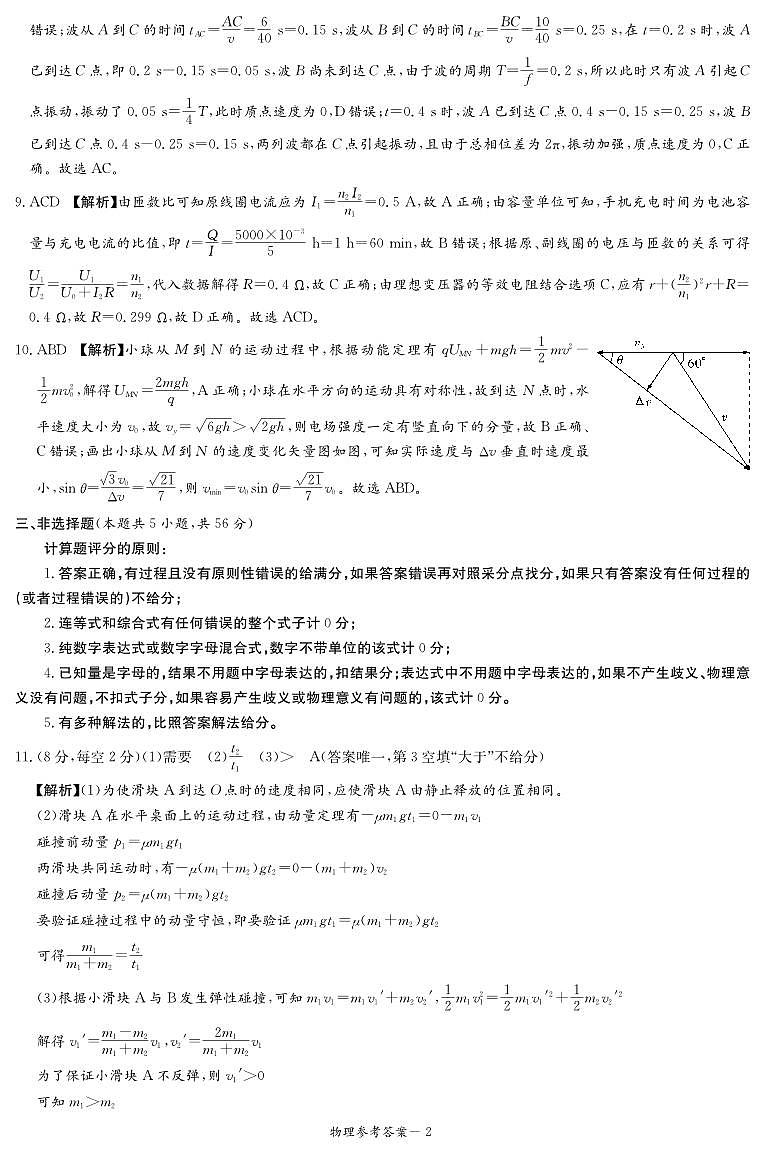 2026届湖南省新高考教学教研联盟高三上学期12月联考物理答案第2页
