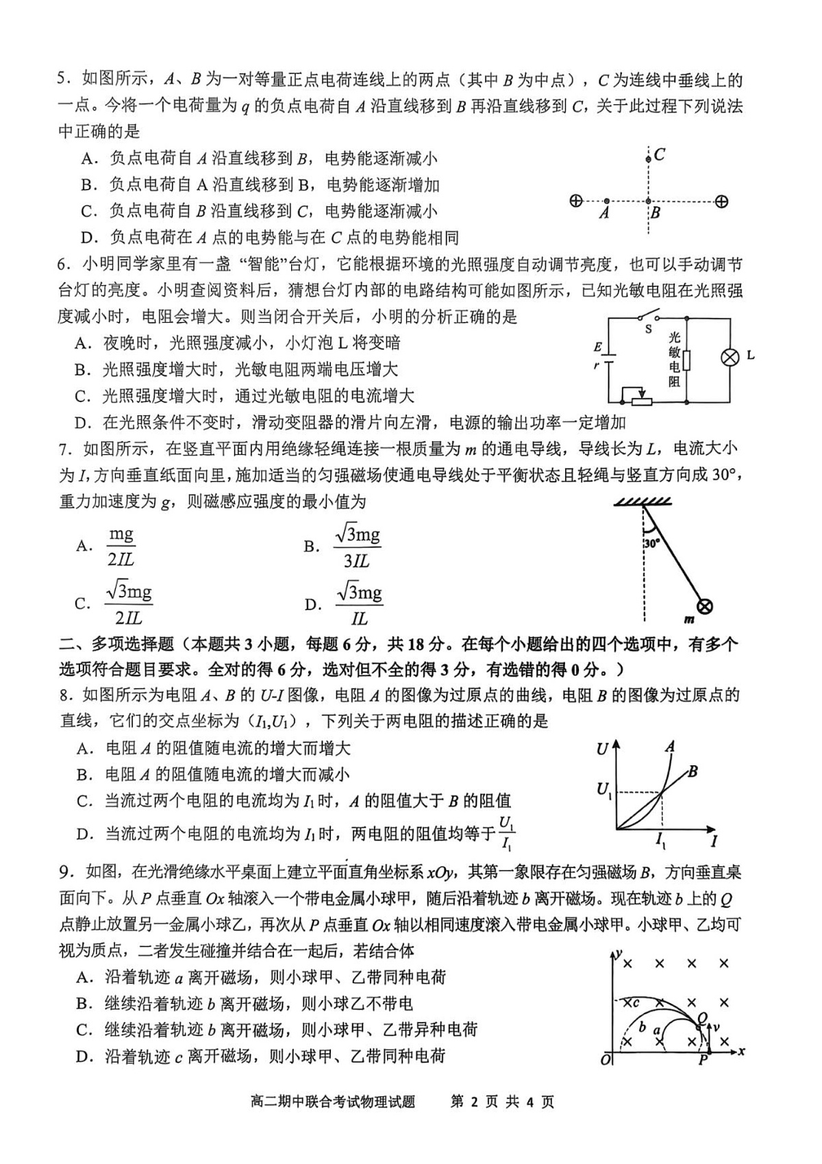 四川省泸州市泸县2025-2026学年高二上学期11月期中考试物理试卷第2页