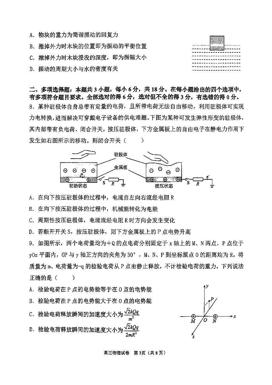 广东省广州市外国语学校2025-2026学年高三上学期11月阶段检测（期中）物理试题第3页