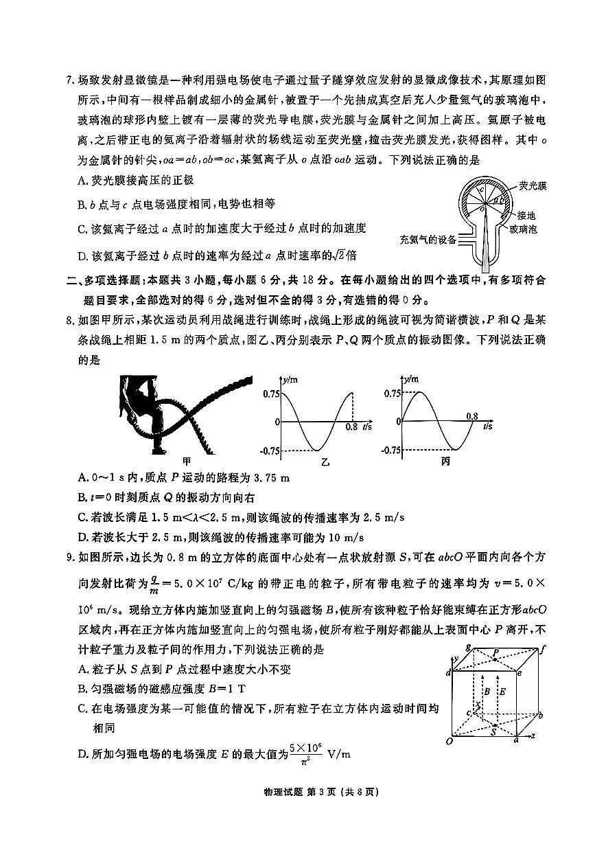 广东衡水金卷2025-2026学年高三上学期11月联考物理试题（月考）第3页