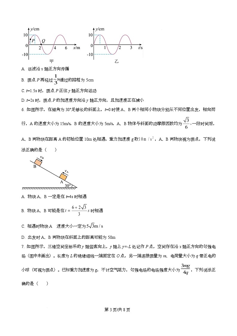 重庆市第一中学2026届高三上学期10月月考物理试卷（原卷版）第3页