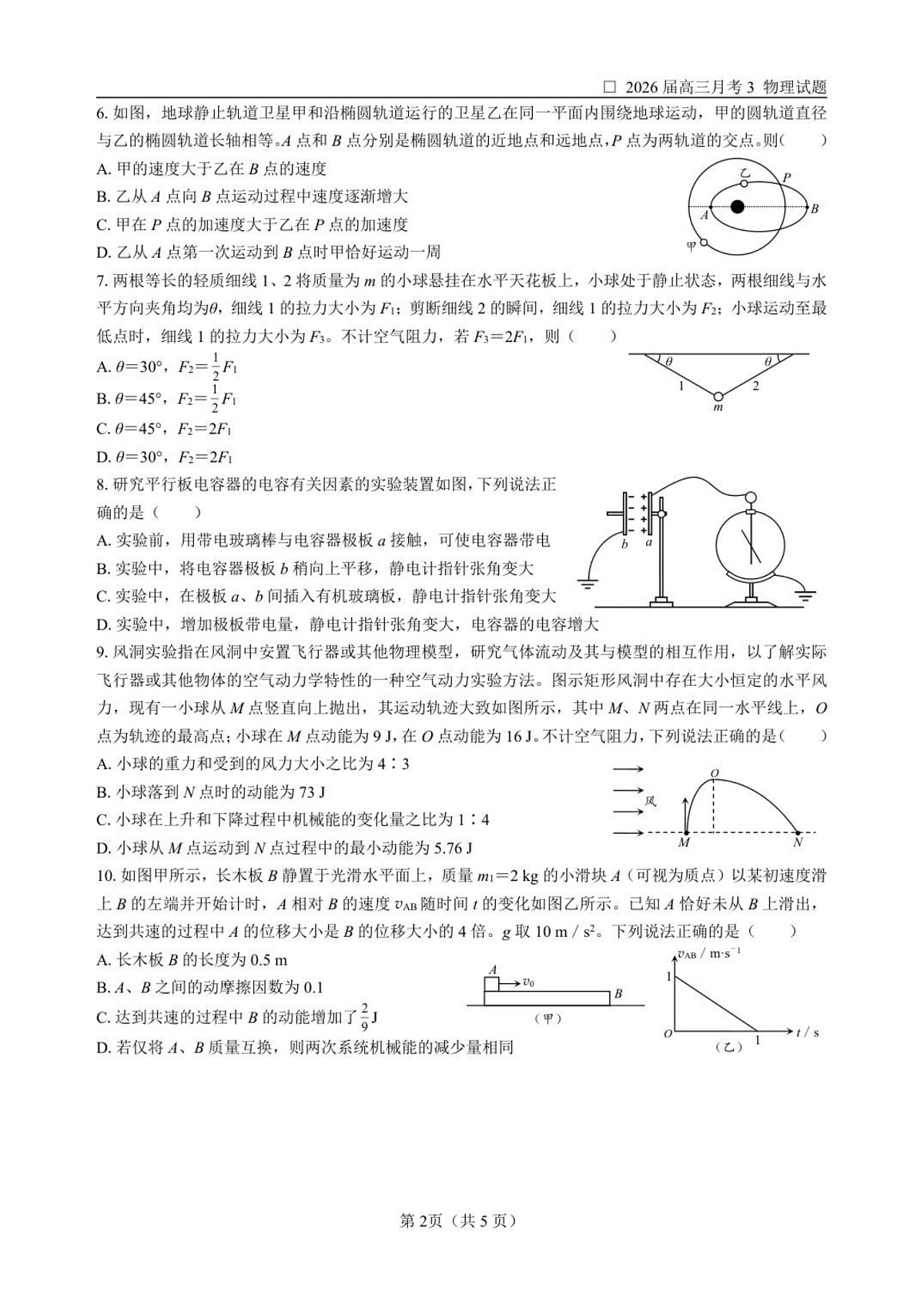 黑龙江省哈尔滨市第六中学2025-2026学年高三上学期12月考试物理试卷第2页