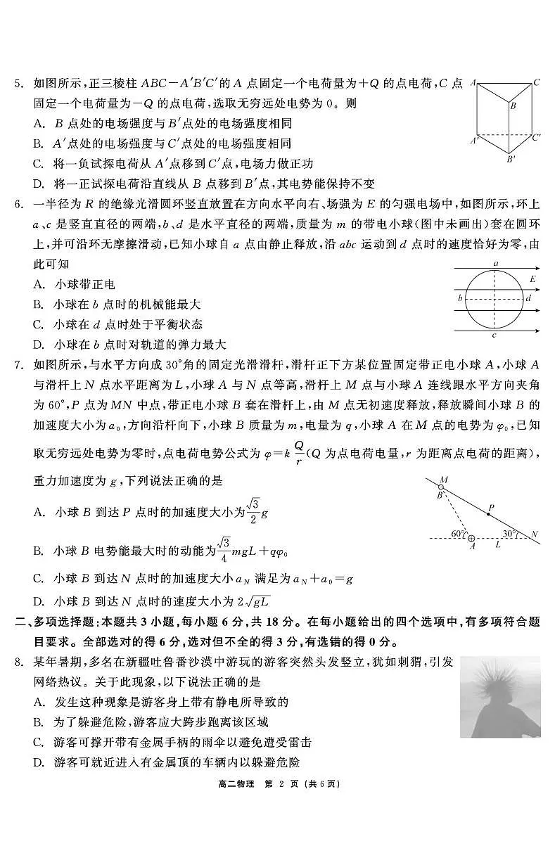 广东省深圳市深圳外国语学校2025-2026学年高二上学期期中考试物理试卷第2页