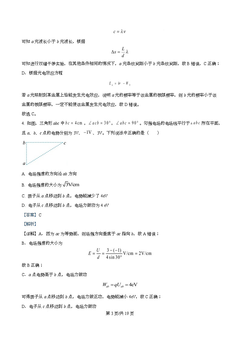 2025届四川省绵阳南山中学高三下学期高考模拟（九）考试物理试卷 Word版含解析第3页