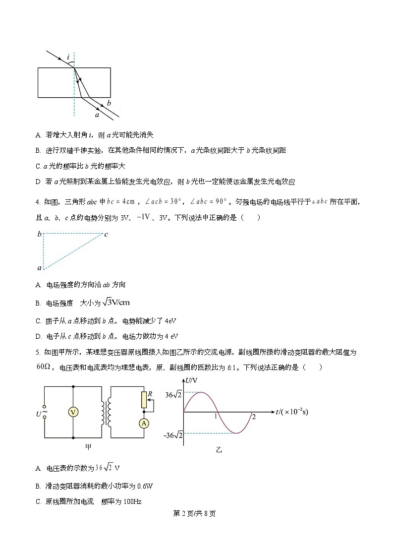 2025届四川省绵阳南山中学高三下学期高考模拟（九）考试物理试卷（原卷版）第2页