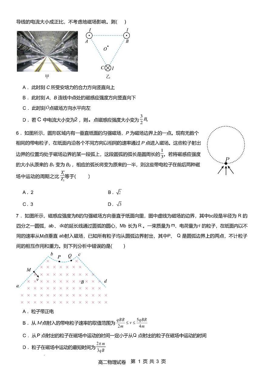 湖北武昌实验中学2025-2026学年12月阶段测高二上学期物理试卷+答案第2页