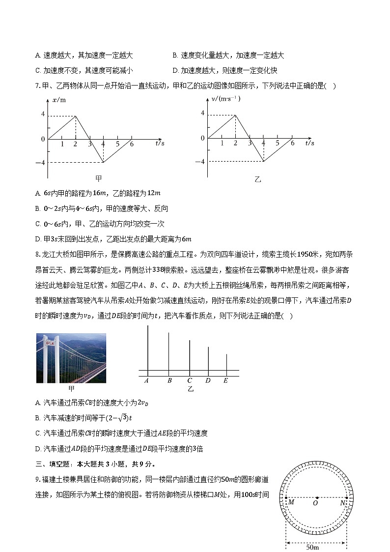 2025-2026学年福建省福州市台江区九校高一（上）期中物理试卷（含答案）第2页
