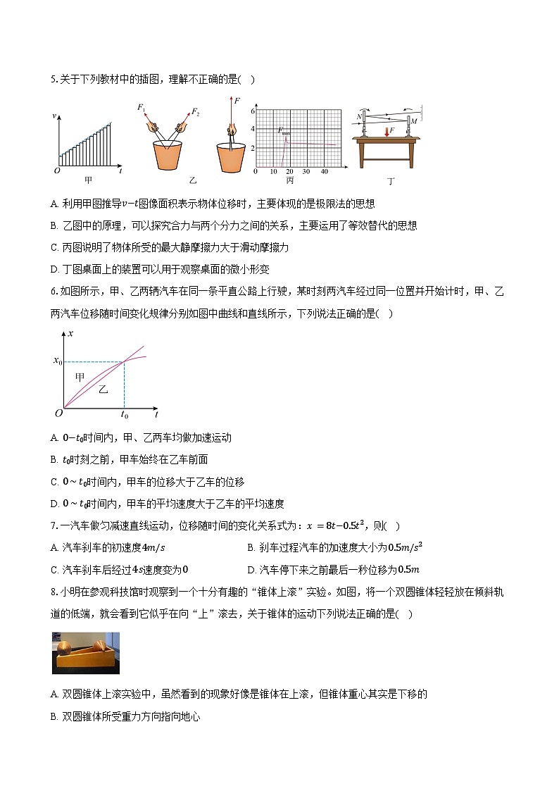 2025-2026学年浙江省丽水五校高中发展共同体高一（上）期中联考物理试卷（11月）（含答案）第2页