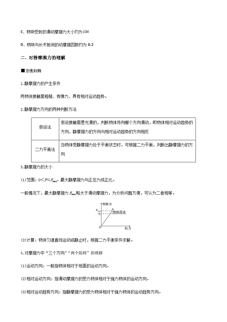 （人教版）必修第一册高一物理同步导学案3.2 摩擦力（原卷版）第3页