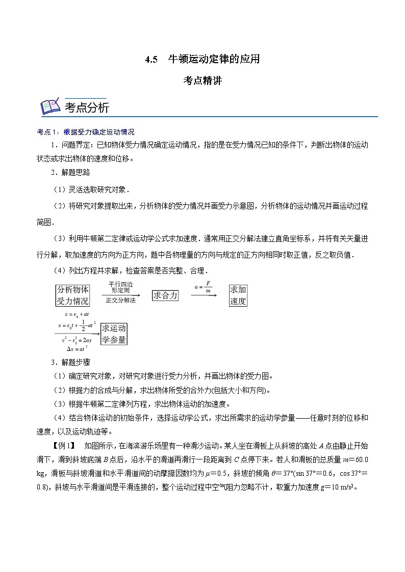 （人教版）必修第一册高中物理同步考点精讲精练4.5 牛顿运动定律的应用（原卷版）第1页