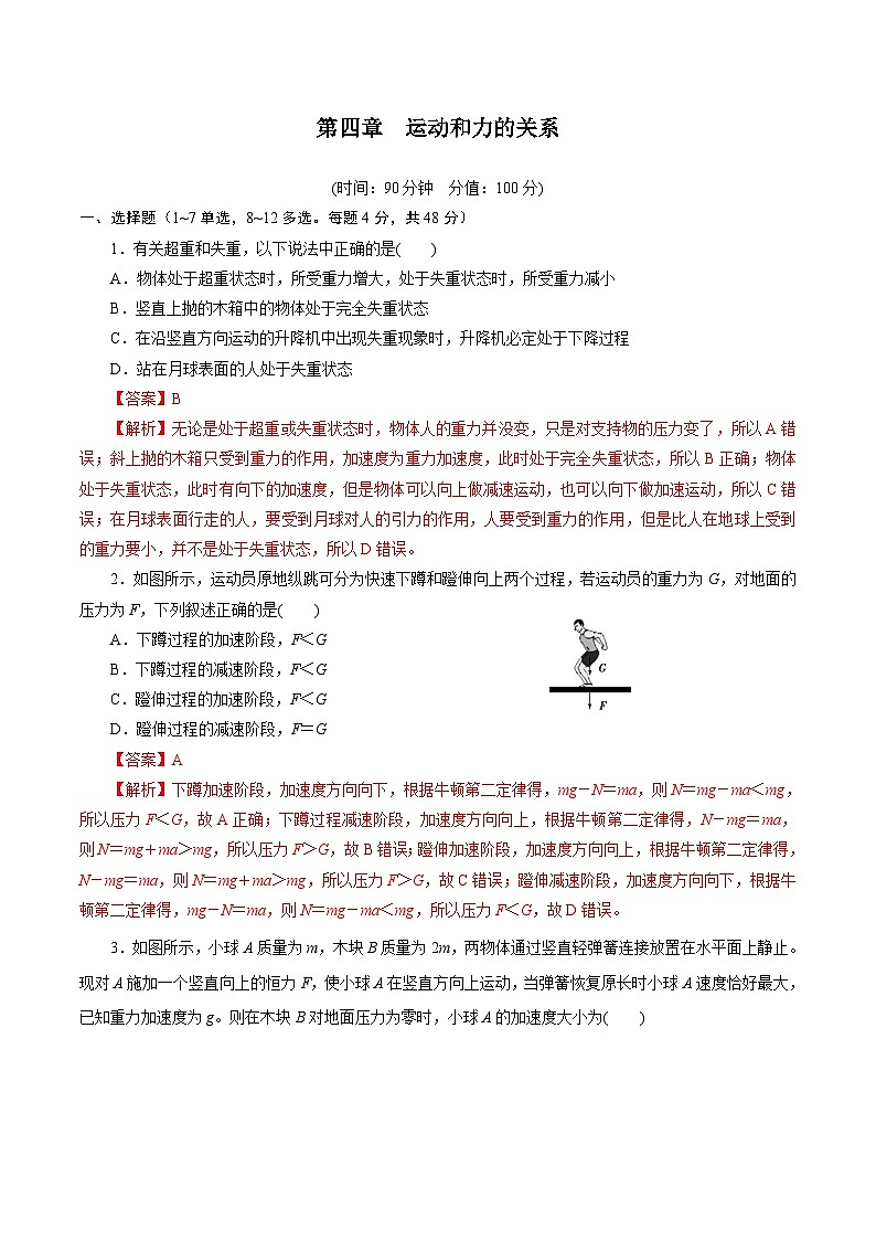 （人教版）必修第一册高中物理同步考点精讲精练第四章    【章节检测】（解析版）第1页