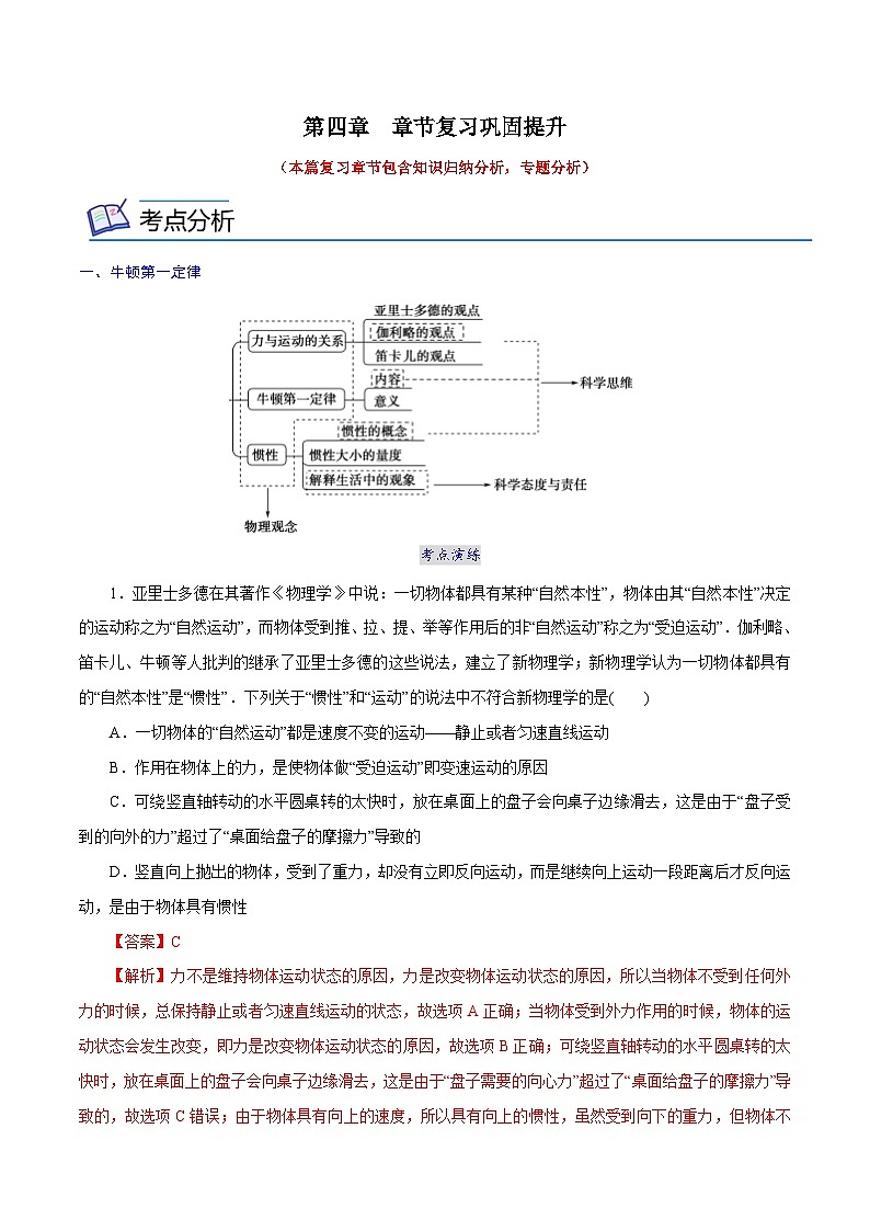 （人教版）必修第一册高中物理同步考点精讲精练第四章  章节复习巩固提升（解析版）第1页