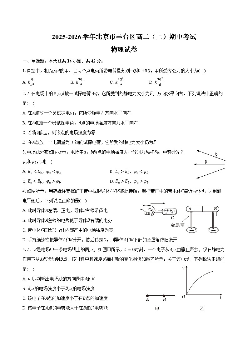 2025-2026学年北京市丰台区高二（上）期中物理试卷（含答案）第1页
