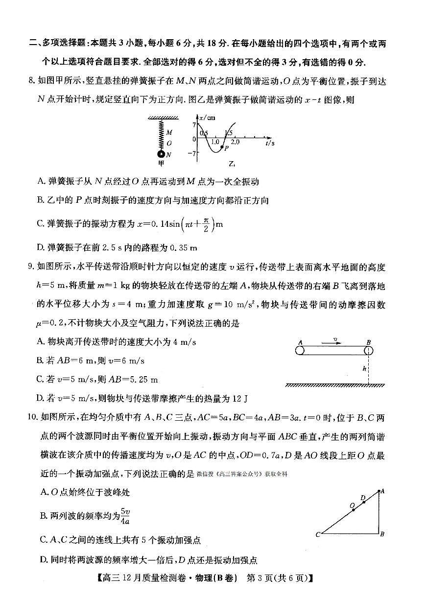 2025-2026学年205C高三上学期12月物理B试题无答案第3页