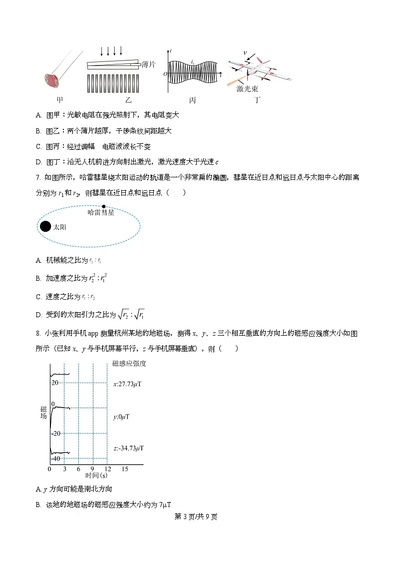 浙江省杭州市联谊学校2024-2025学年高二下学期5月月考物理试题  Word版无答案第3页