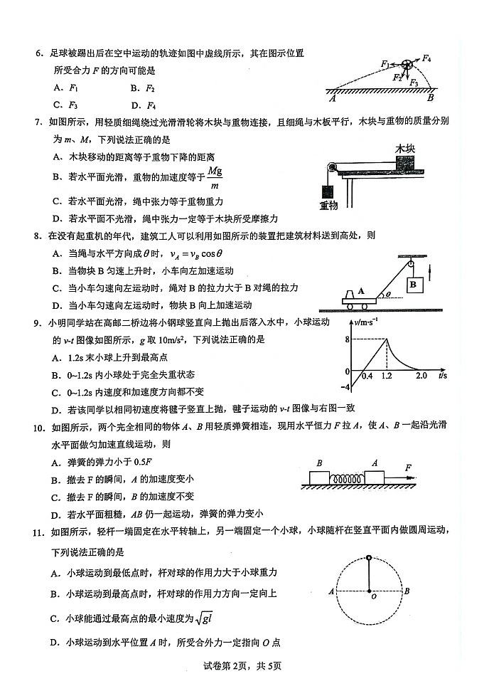 江苏省扬州市2024-2025学年高三上学期开学考试物理试题第2页