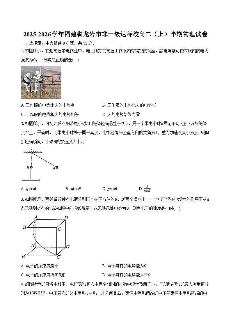 2025-2026学年福建省龙岩市非一级达标校高二（上）半期物理试卷（11月）（含答案）第1页