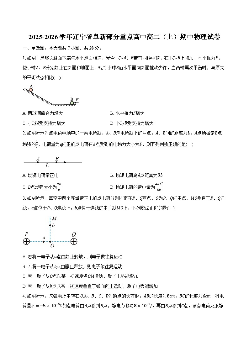 2025-2026学年辽宁省阜新部分重点高中高二（上）期中物理试卷（含答案）第1页