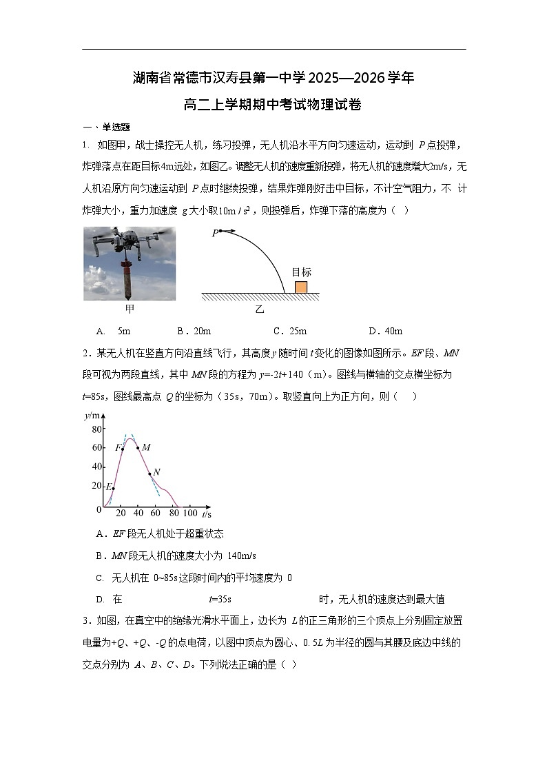 湖南省常德市汉寿县第一中学2025-2026学年高二上学期11月期中考试物理试卷第1页
