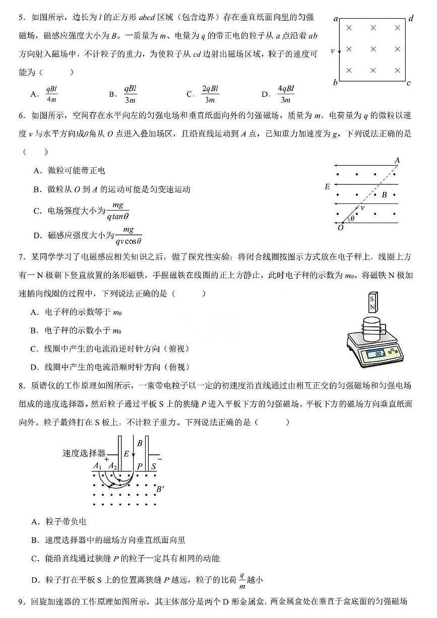 黑龙江省哈尔滨市第九中学2025-2026学年高二上学期期中考试物理试题（PDF版含答案）第2页