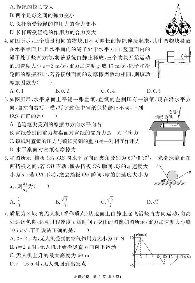 物理试题 安徽省耀正文化2026届名校名师测评卷（一）第2页