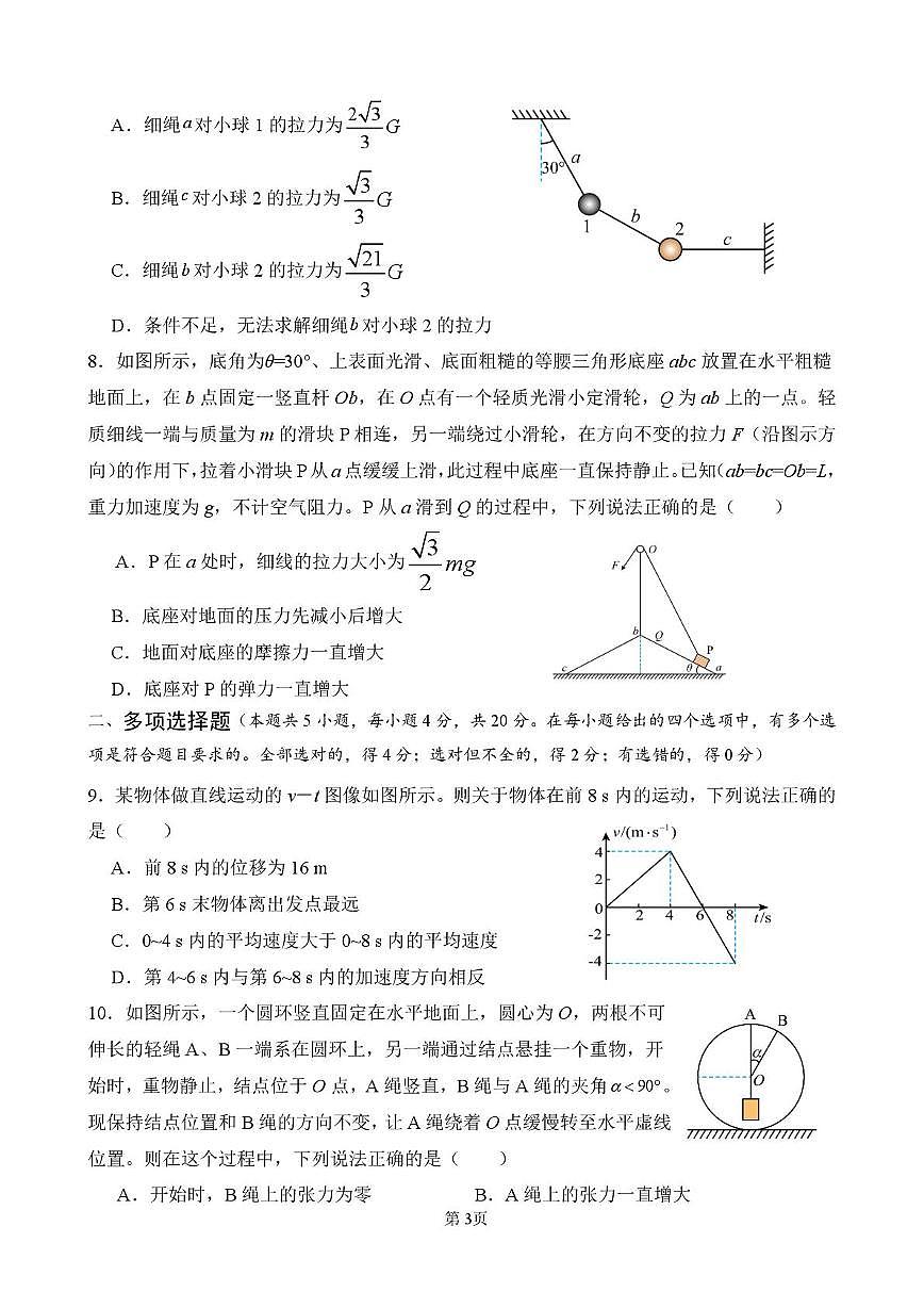 海南省华东师范大学澄迈实验中学2025-2026学年高三上学期开学考试物理试题（月考）第3页