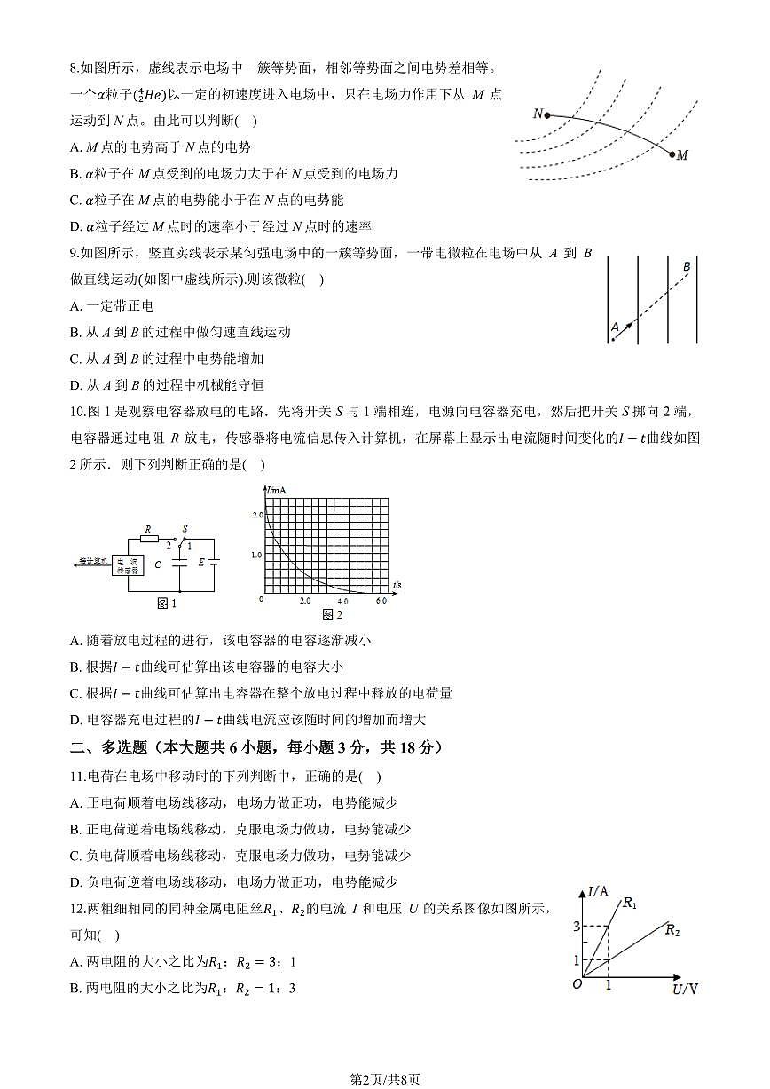 2025北京一零一中高二（上）期中物理（等级考）（教师版）试卷第2页