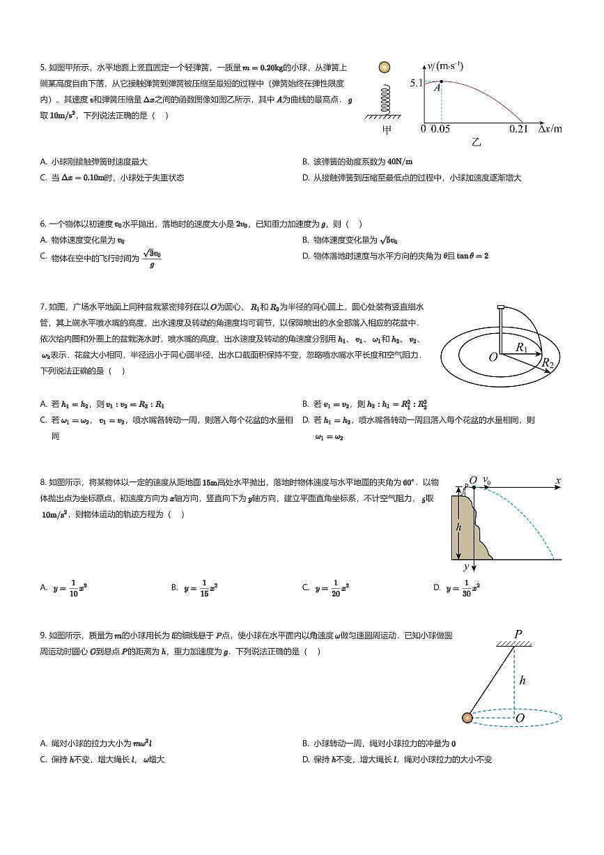 2025~2026学年10月北京朝阳区北京市陈经纶中学高三上学期月考物理试卷（有答案解析）第2页