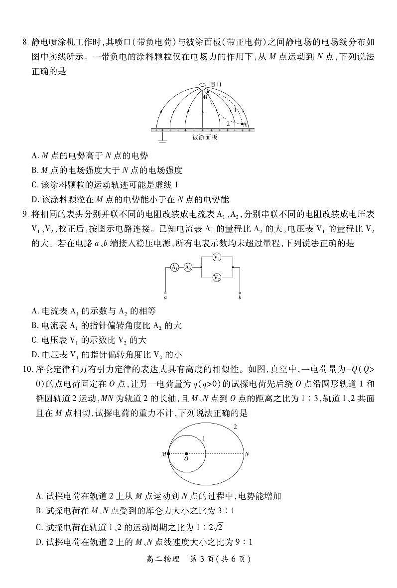 江西省上进联考2025-2026学年高二上学期11月期中考试·物理第3页