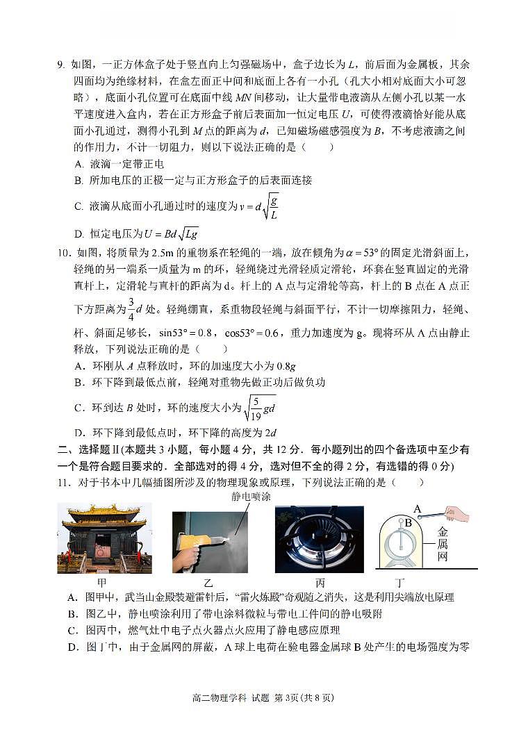 浙江省丽水发展共同体2025-2026学年高二上学期11月期中物理试卷（含答案）第3页