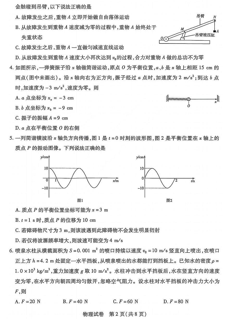 山西省2026届高三上学期小高考（一）物理试卷（PDF图片版）（含答案)第2页