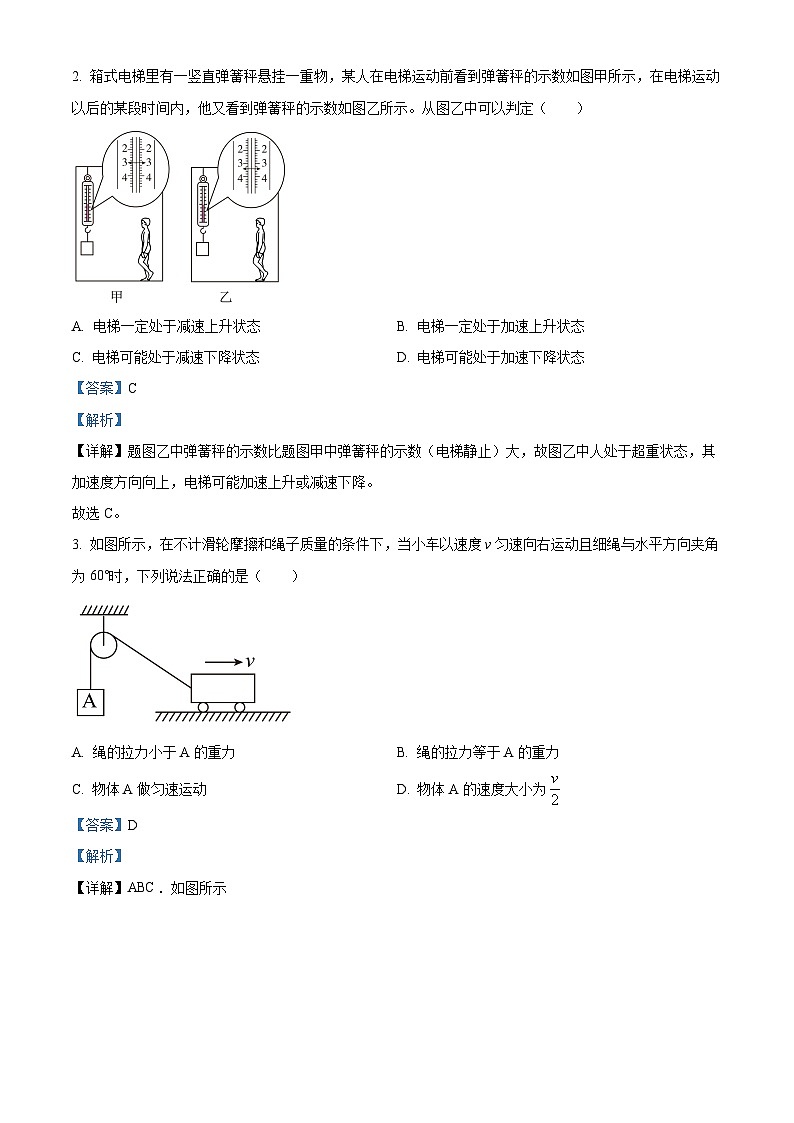 精品解析：吉林省四平市实验中学2025-2026学年高三上学期期中考试物理试卷（解析版）第2页