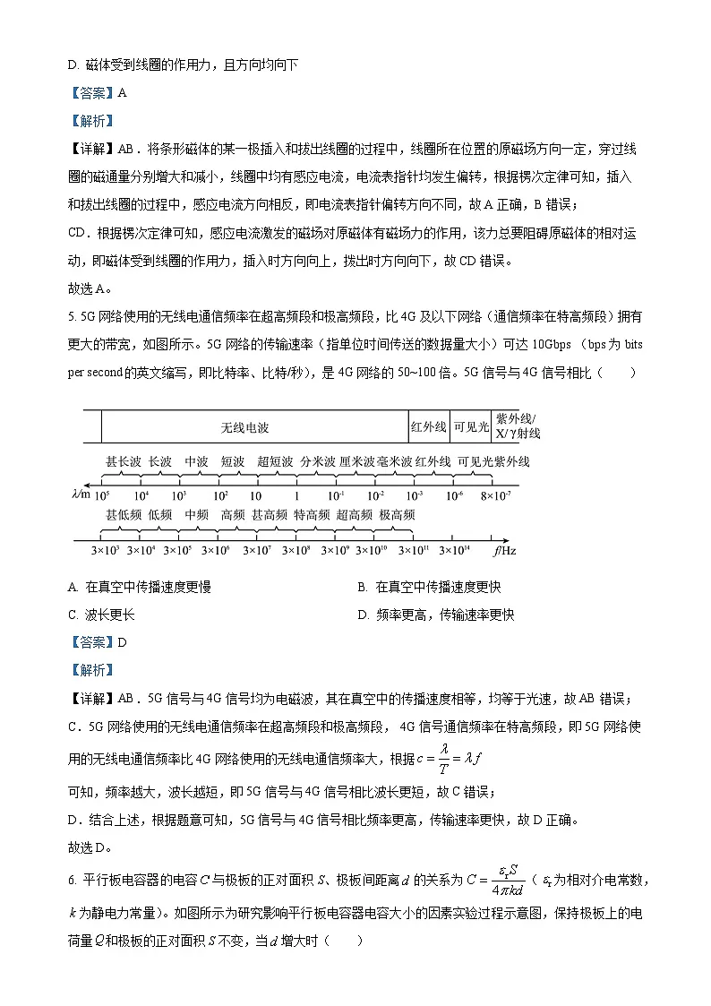 北京市昌平区高二上学期期末质量抽测物理试卷（解析版）-A4第3页