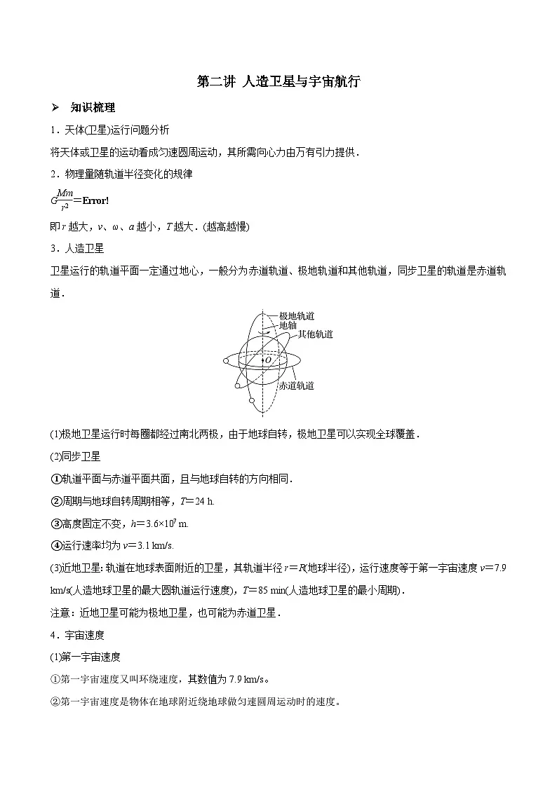 高三物理一轮复习精讲精练 第二讲 人造卫星与宇宙航行（解析版）第1页