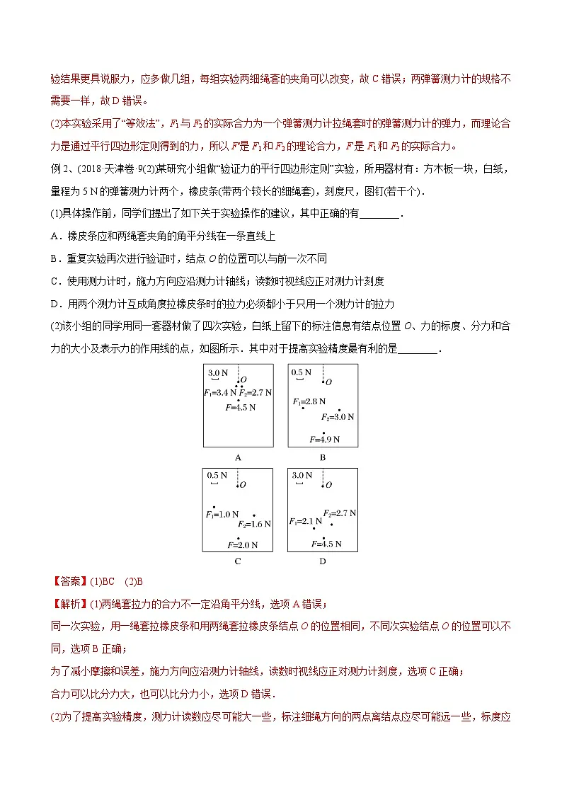 高三物理一轮复习精讲精练 第五讲 验证平行四边形定则（解析版）第3页