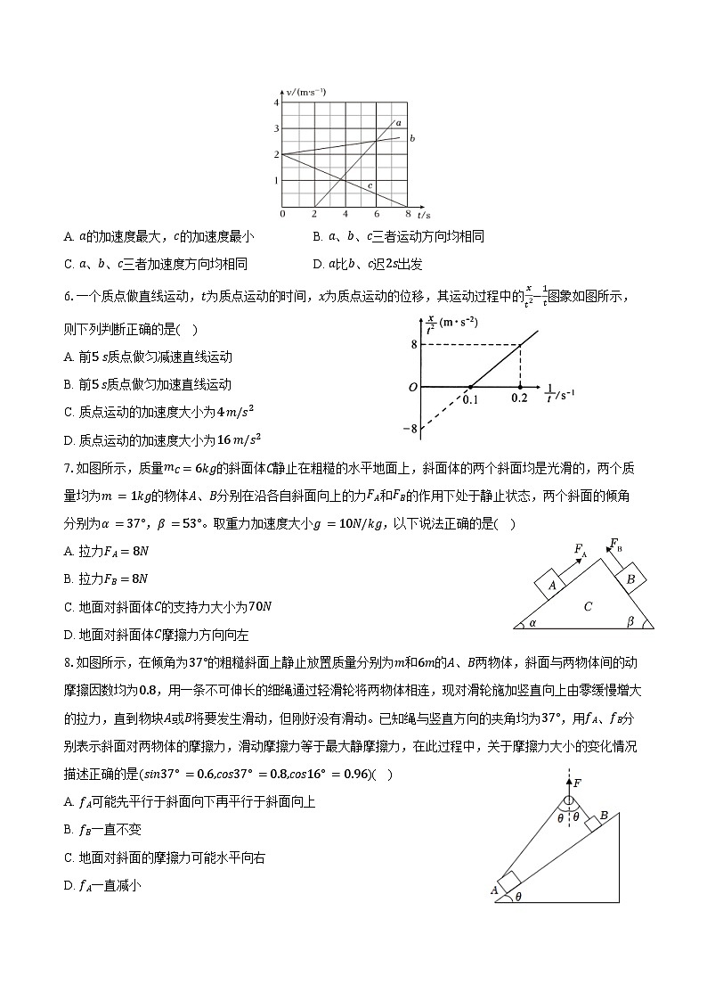 2025-2026学年福建省泉州市永春一中高一（上）期中物理试卷（含答案）第2页