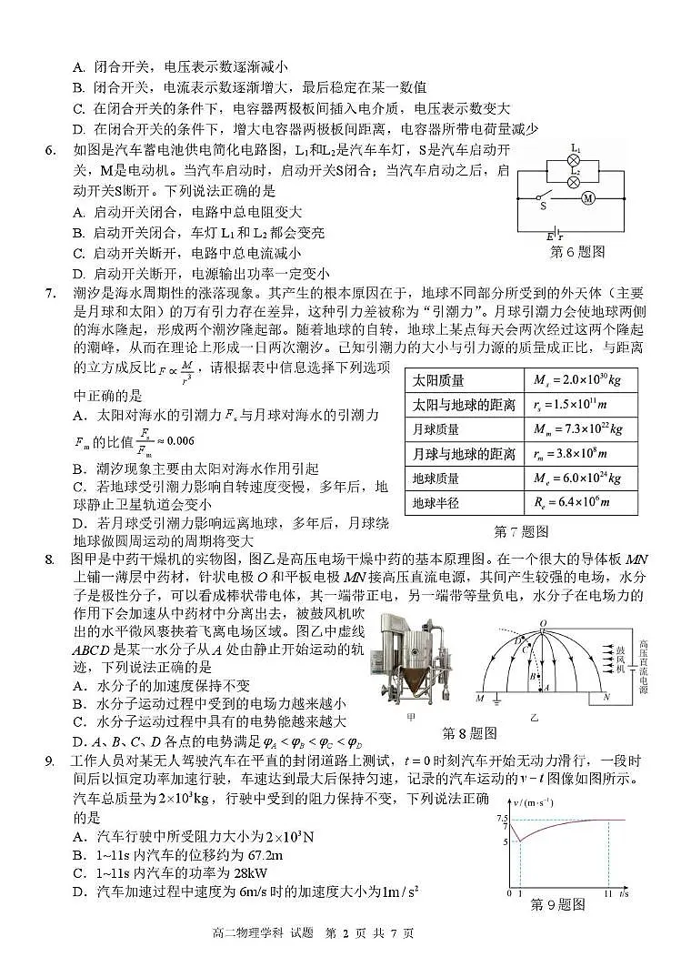 浙江北斗星盟2025-2026学年高二上学期12月月考物理试题第2页