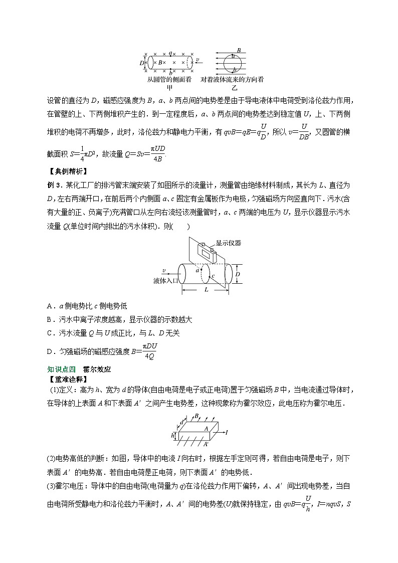 （人教版）选择性必修二高二物理上册期末复习训练专题2洛伦兹力与现代科技（原卷版）第3页