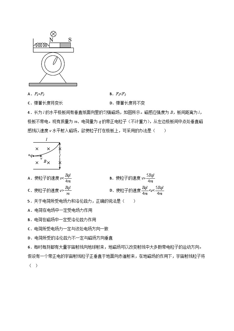 （人教版）选择性必修第二册高二物理第一章 安培力与洛伦兹力 章末检测题（原卷版）第2页