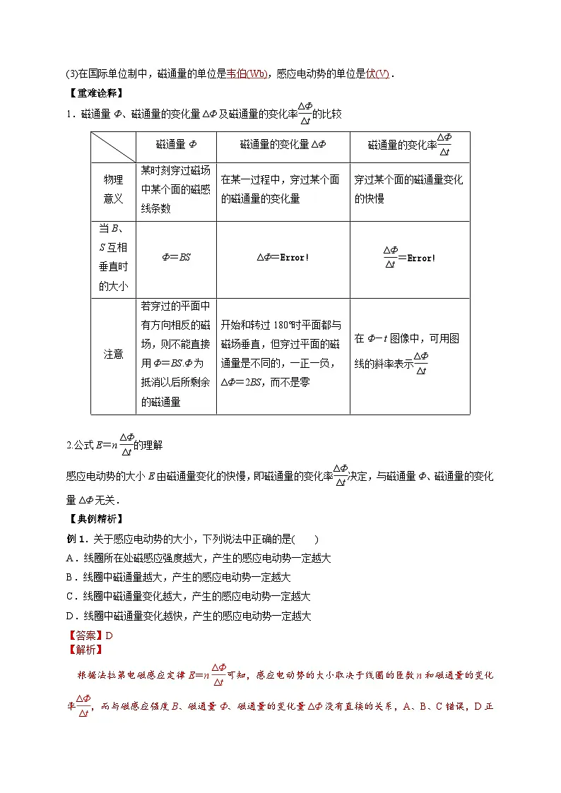 （人教版）选择性必修第二册高二物理同步讲义2.2法拉第电磁感应定律（解析版）第2页