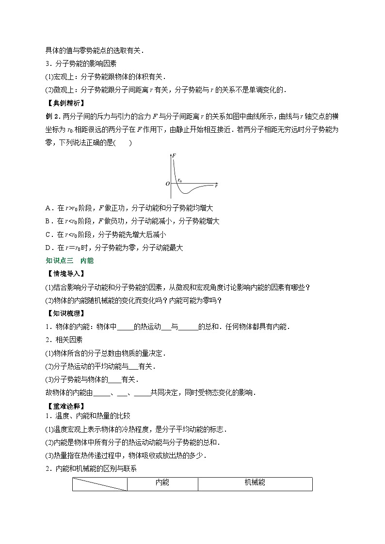 （人教版）选择性必修第三册高二物理同步讲义1.4分子动能和分子势能（原卷版）第3页