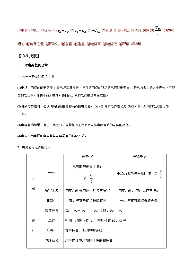 （人教版）必修第三册高二物理同步导学案10.2 电势差（解析版）第2页