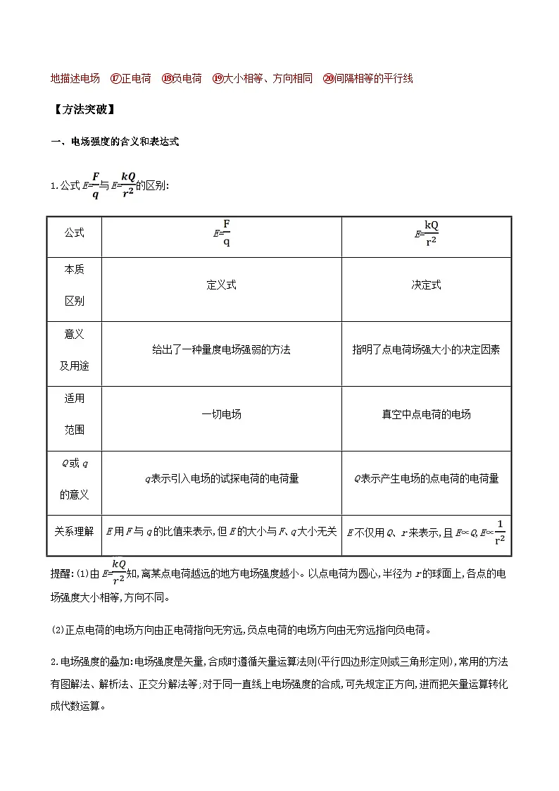 （人教版）必修第三册高二物理同步导学案9.3电场 电场强度（解析版）第2页