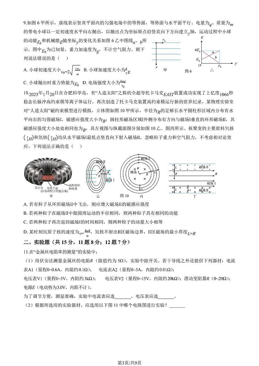 2025北京海淀进修实验学校高三上12月月考物理试卷（教师版）第3页