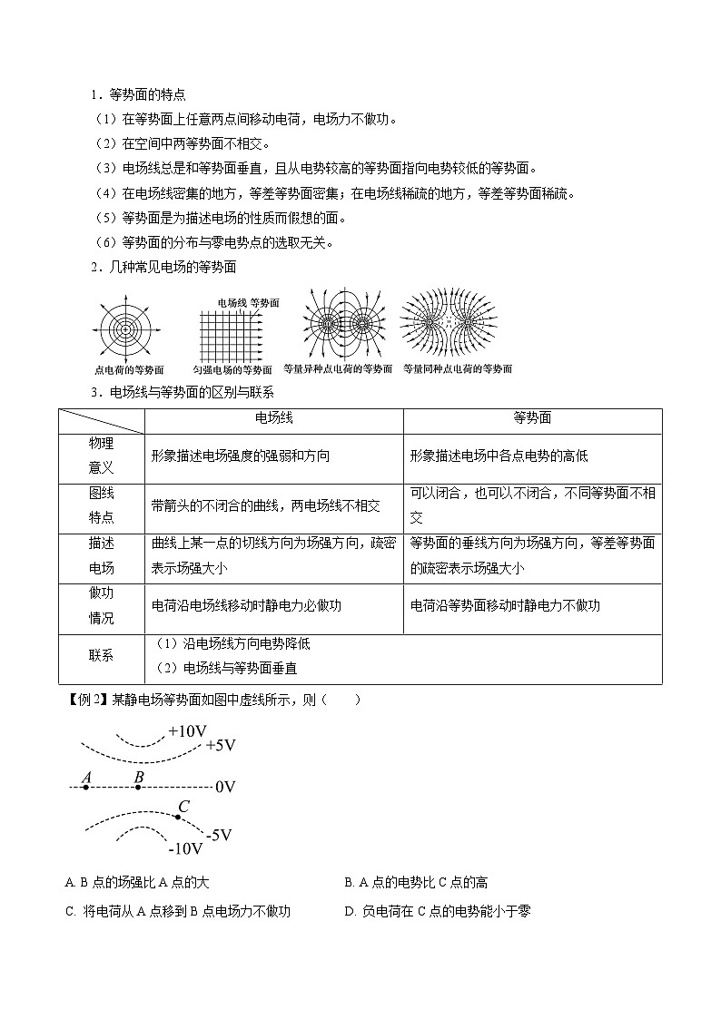 （人教版）必修第三册高二物理同步精讲精练10.2 电势差 （原卷版）第3页