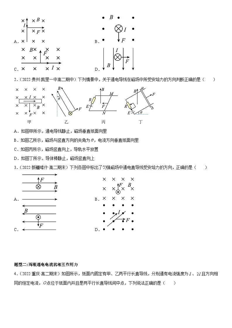 （人教版）选择性必修第二册高二物理同步考点突破精讲精练1.1 磁场对通电导线的作用力（含答案解析）第2页