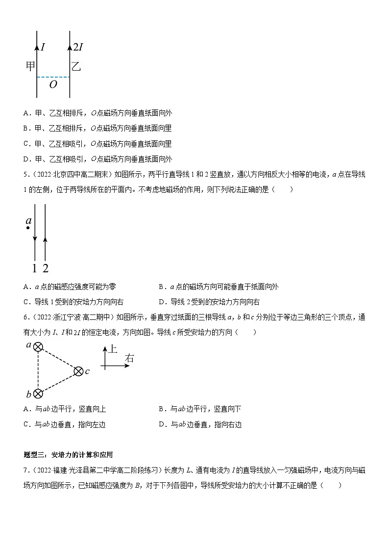（人教版）选择性必修第二册高二物理同步考点突破精讲精练1.1 磁场对通电导线的作用力（含答案解析）第3页