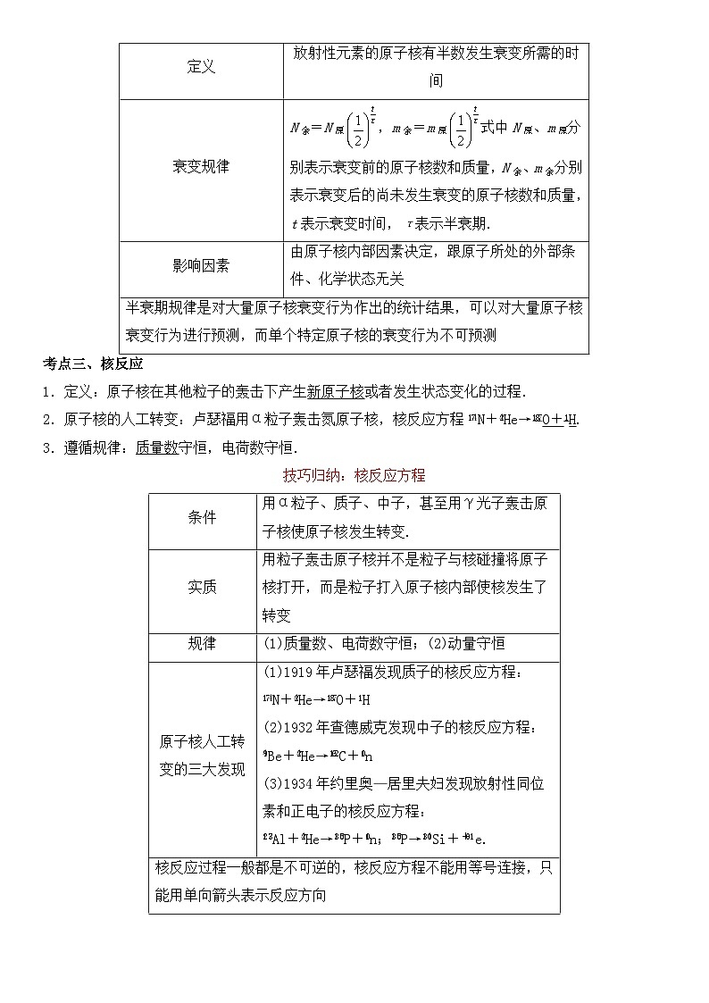 （人教版）选择性必修第三册高二物理同步考点突破精讲精练5.2放射性元素的衰变（含答案解析）第2页