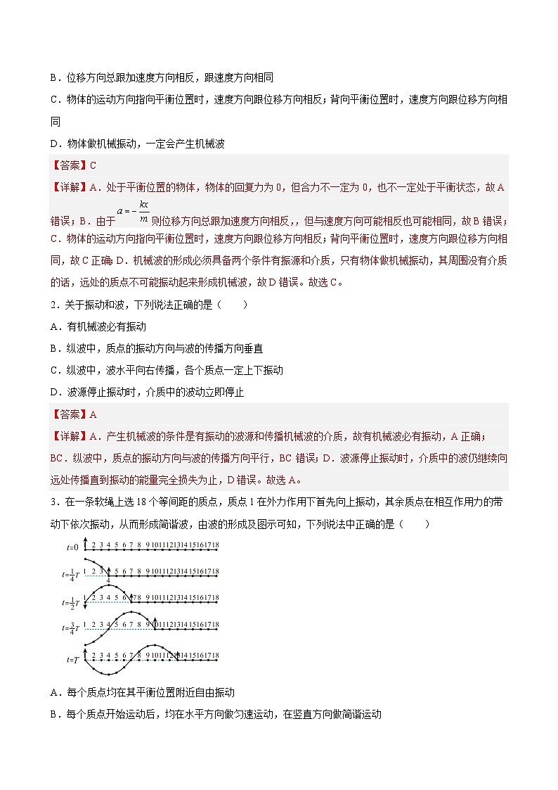 （人教版）选择性必修第一册高二物理同步课后培优练习3.1波的形成3.2波的描述（解析版）第2页