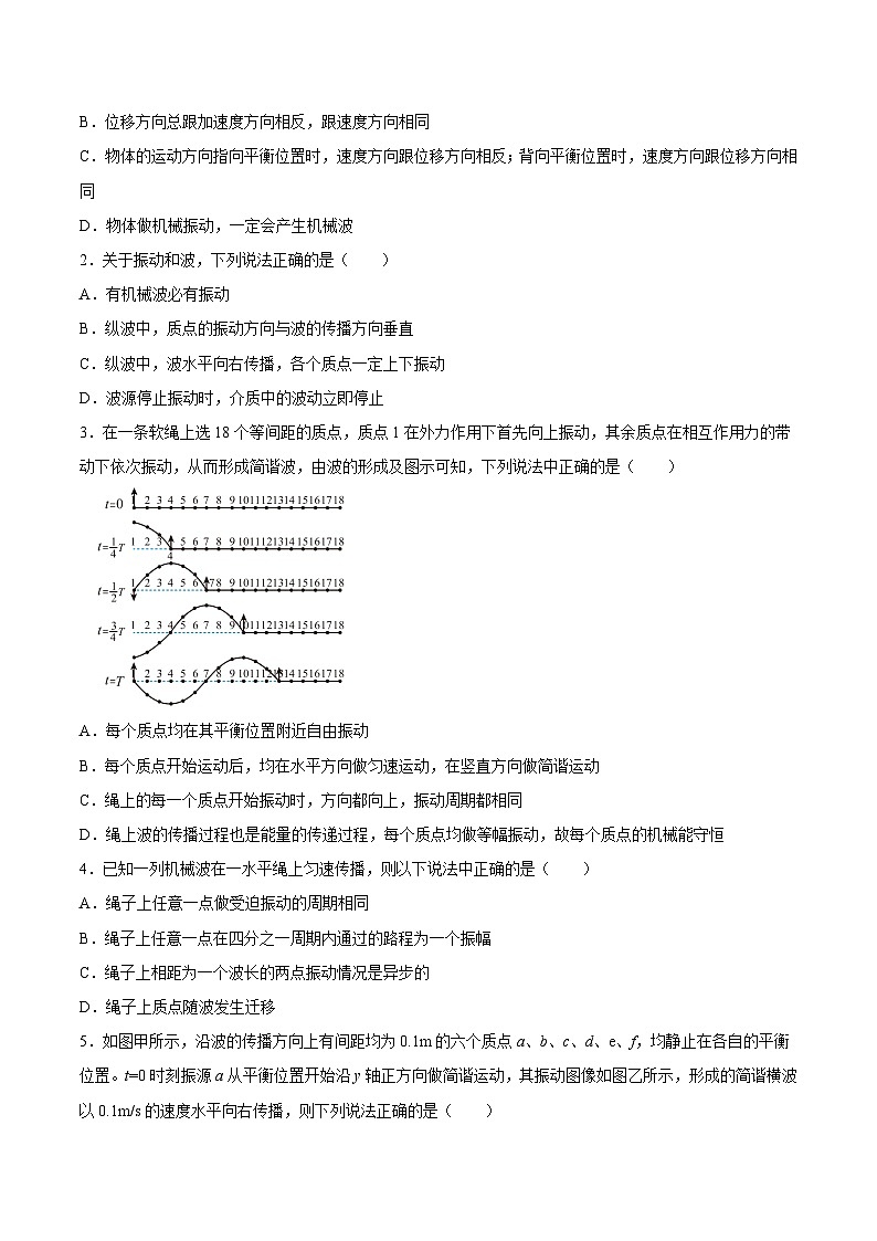 （人教版）选择性必修第一册高二物理同步课后培优练习3.1波的形成3.2波的描述（原卷版）第2页